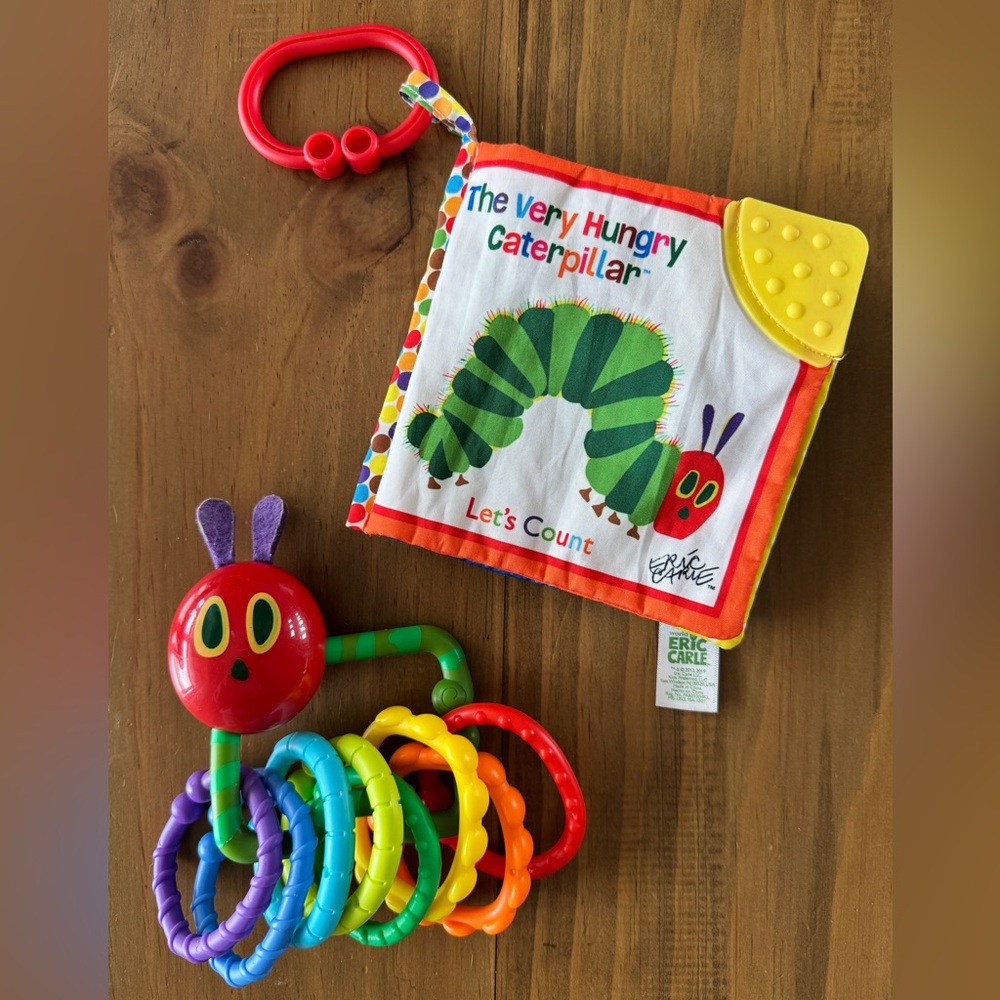 Eric Carle The Very Hungry Caterpillar Lets Count Soft Book and Rattle Teether
